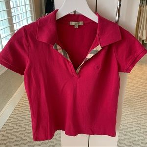Authentic Burberry classic polo with checked trim